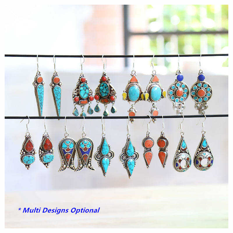 Ethnic Fashion Com - E007 Indian Vintage Hand Earring Pair