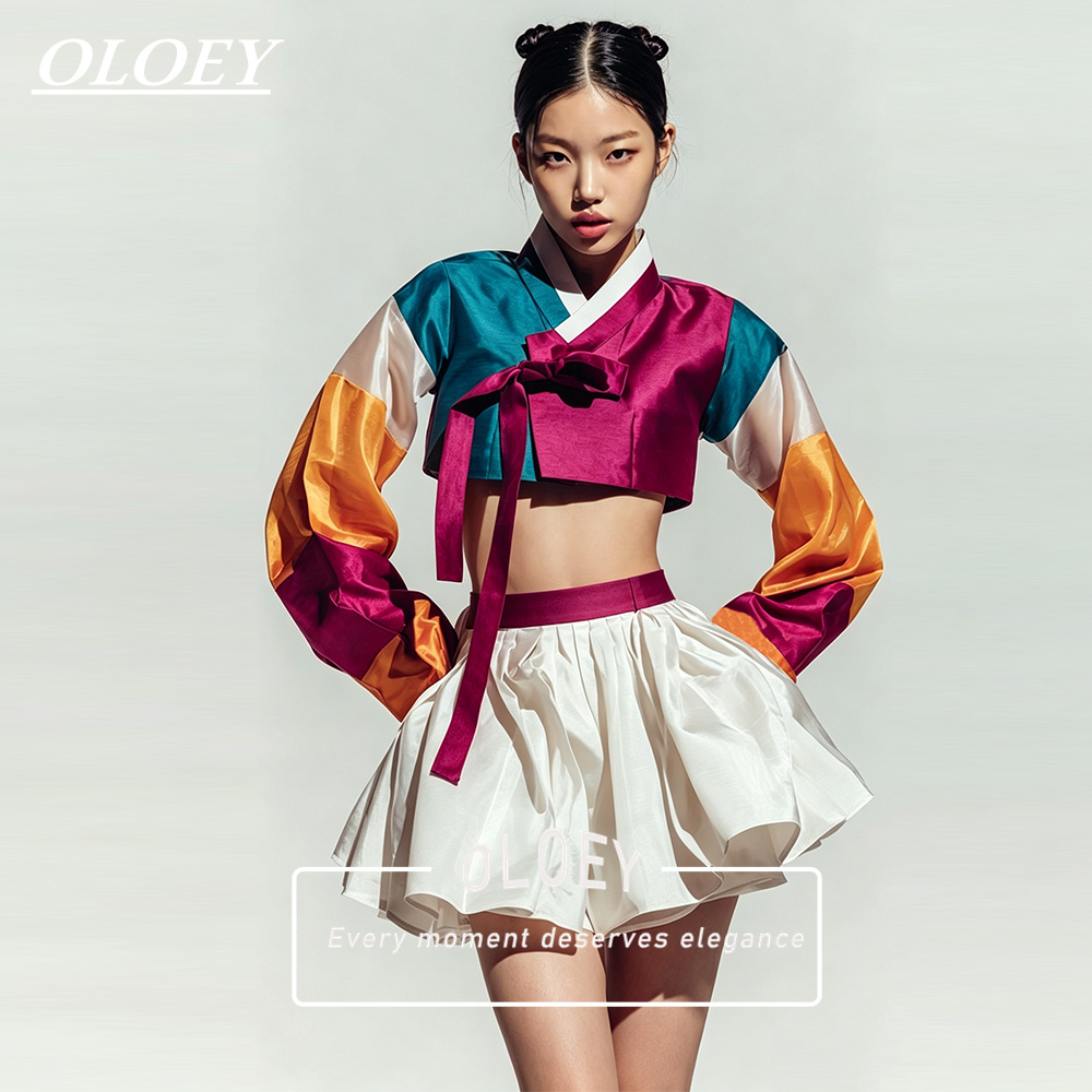 Hanbok Modern Set - OLOEY Modern Navy Blue Ivory Short