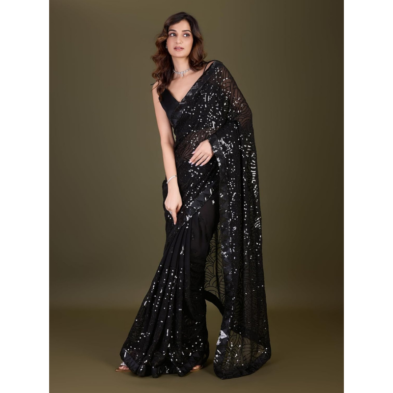 Women's Georgette Sequence Emb - Saree Georgette Women recension och pris