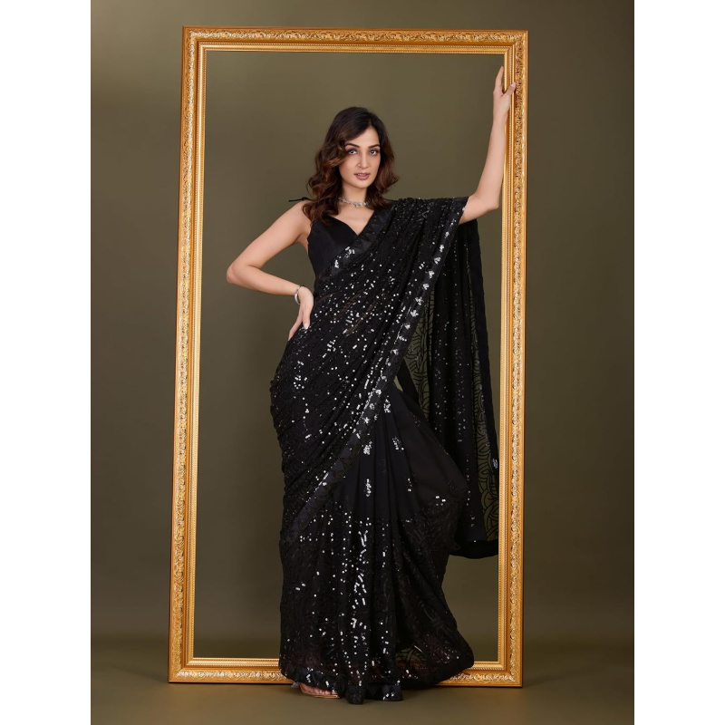 Women's Georgette Sequence Emb - Saree Georgette Women recension och pris
