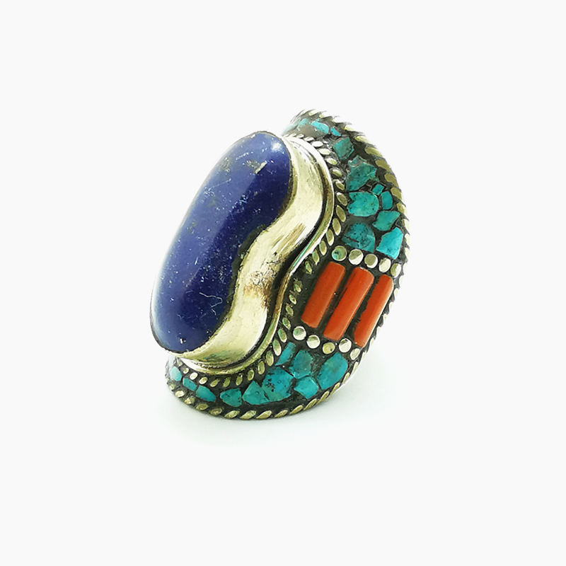 Tibetan Big Rings for Man Whit - Ethnic Fashion Com recension och pris