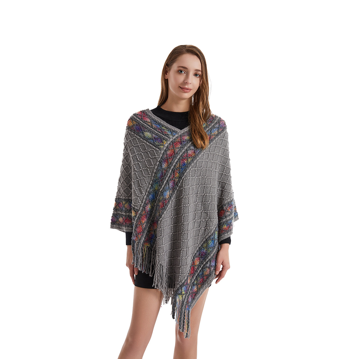 Women Spring Autumn Poncho Uni - Ethnic Fashion For Ladies recension och pris