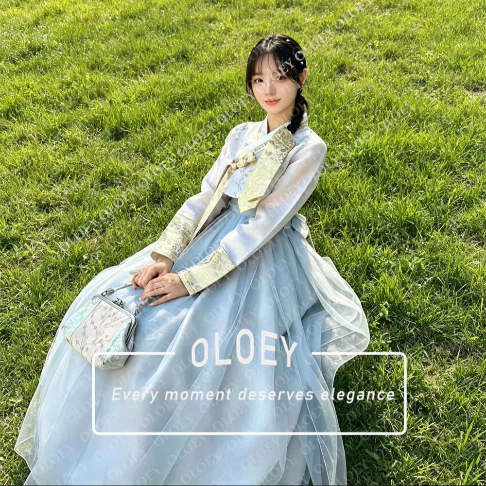 OLOEY Elegant Light Blue Ivory - Hanbok Modern Set recension och pris