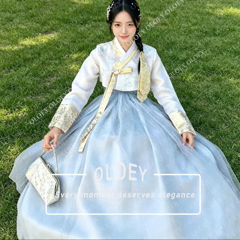 OLOEY Elegant Light Blue Ivory - Hanbok Modern Set recension och pris