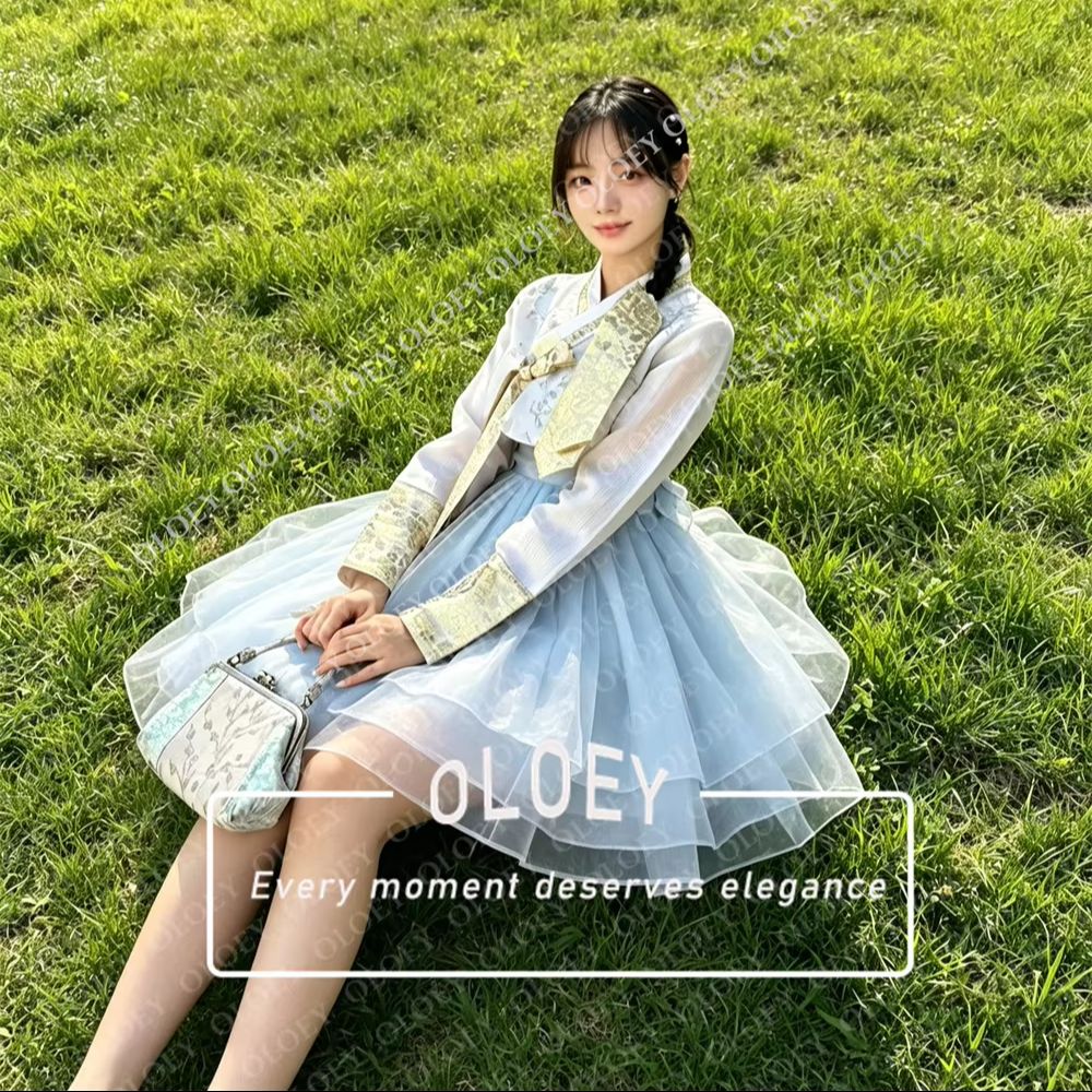 OLOEY Elegant Light Blue Ivory - Hanbok Modern Set recension och pris